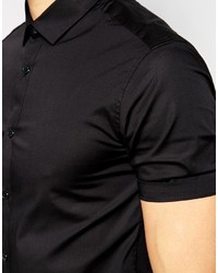 Chemise à manches courtes noire Asos