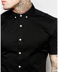 Chemise à manches courtes noire Asos