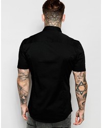 Chemise à manches courtes noire Asos