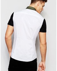 Chemise à manches courtes noire Asos