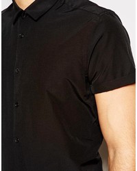 Chemise à manches courtes noire Asos