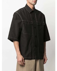 Chemise à manches courtes noire Lemaire