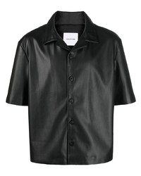 Chemise à manches courtes noire Flaneur Homme