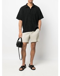 Chemise à manches courtes noire Homme Plissé Issey Miyake