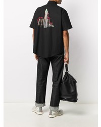 Chemise à manches courtes noire MSGM