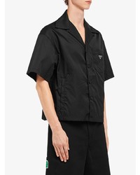 Chemise à manches courtes noire Prada