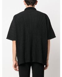 Chemise à manches courtes noire Homme Plissé Issey Miyake