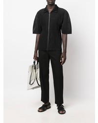 Chemise à manches courtes noire Homme Plissé Issey Miyake