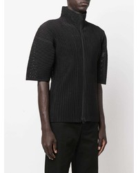 Chemise à manches courtes noire Homme Plissé Issey Miyake