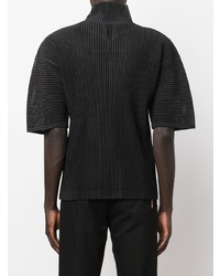 Chemise à manches courtes noire Homme Plissé Issey Miyake