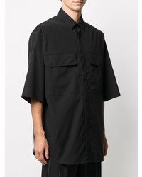 Chemise à manches courtes noire Ermenegildo Zegna