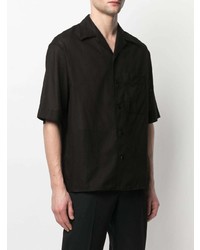 Chemise à manches courtes noire Lemaire