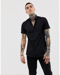 Chemise à manches courtes noire Twisted Tailor