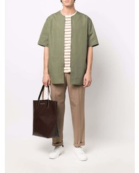 Chemise à manches courtes olive Jil Sander