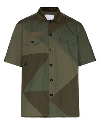 Chemise à manches courtes olive Sacai