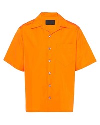 Chemise à manches courtes orange Prada