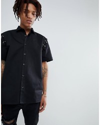 Chemise à manches courtes ornée noire ASOS DESIGN