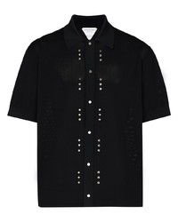 Chemise à manches courtes ornée noire Bottega Veneta