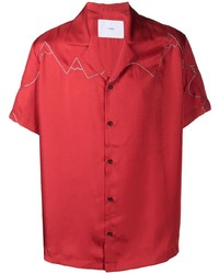 Chemise à manches courtes ornée rouge