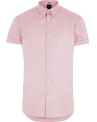 Chemise à manches courtes rose
