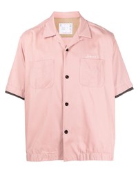 Chemise à manches courtes rose Sacai