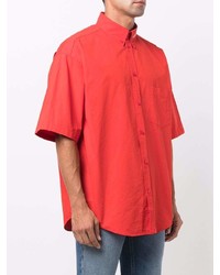 Chemise à manches courtes rouge Balenciaga