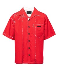 Chemise à manches courtes rouge Prada