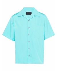 Chemise à manches courtes turquoise Prada
