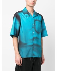 Chemise à manches courtes turquoise Moschino