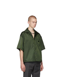 Chemise à manches courtes vert foncé Prada