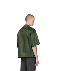 Chemise à manches courtes vert foncé Prada