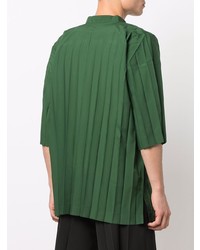 Chemise à manches courtes vert foncé Homme Plissé Issey Miyake