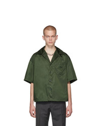 Chemise à manches courtes vert foncé Prada