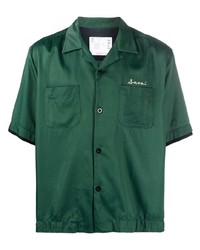 Chemise à manches courtes vert foncé Sacai