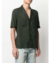 Chemise à manches courtes vert foncé Saint Laurent