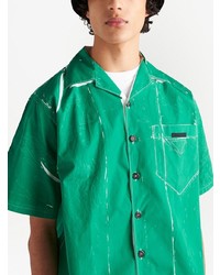 Chemise à manches courtes verte Prada