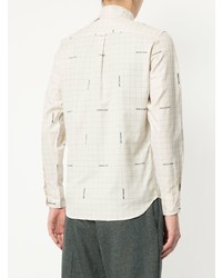 Chemise à manches longues à carreaux beige MAISON KITSUNÉ