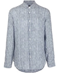 Chemise à manches longues à carreaux blanc et bleu marine Armani Exchange