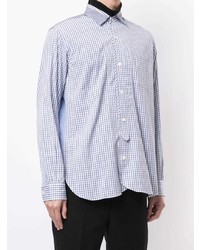 Chemise à manches longues à carreaux blanc et bleu marine Junya Watanabe MAN
