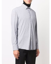 Chemise à manches longues à carreaux blanc et bleu BOSS