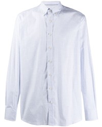 Chemise à manches longues à carreaux blanc et bleu Hackett