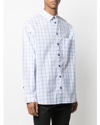 Chemise à manches longues à carreaux blanc et bleu DUOltd