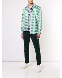 Chemise à manches longues à carreaux blanc et vert Marni