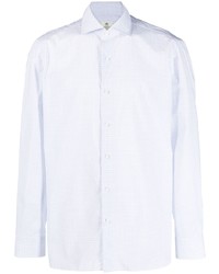 Chemise à manches longues à carreaux blanche Borrelli