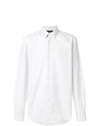 Chemise à manches longues à carreaux blanche Ermenegildo Zegna Couture