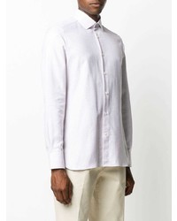 Chemise à manches longues à carreaux blanche Ermenegildo Zegna