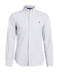 Chemise à manches longues à carreaux blanche Ralph Lauren