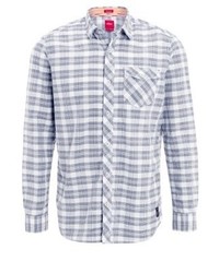 Chemise à manches longues à carreaux blanche s.Oliver
