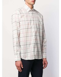 Chemise à manches longues à carreaux blanche Etro