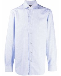 Chemise à manches longues à carreaux bleu clair Barba